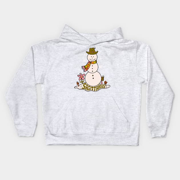 Sagittarius Snowman Kids Hoodie by Doodle by Meg